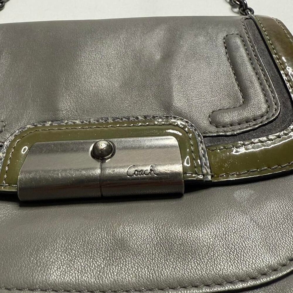 Vintage Coach Kristin Spectator Leather Grey Chanel crossbody bag coach tagchain - Picture 2 of 8